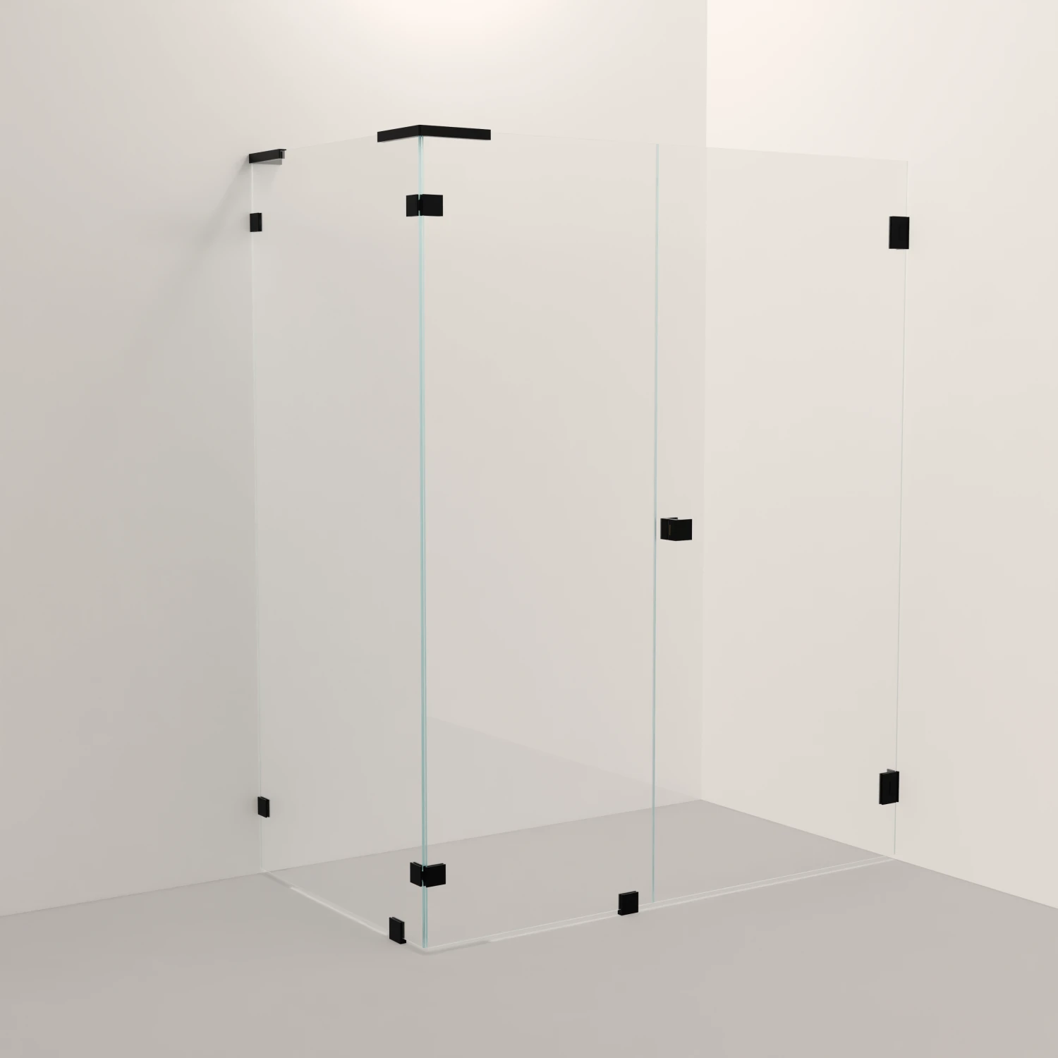 Glassfelt - 90° - Fast glass - Dusjdør uten magnetprofil (21a)