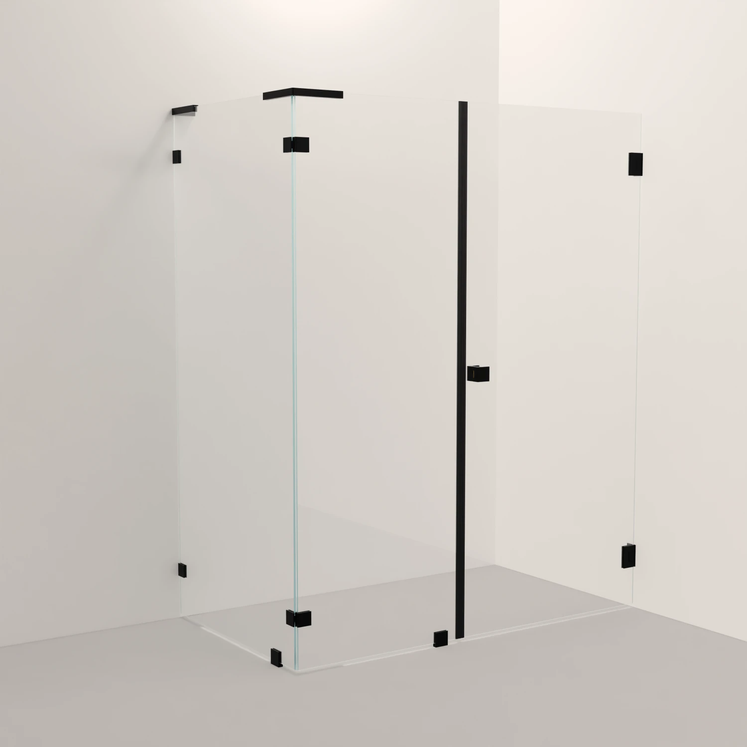 Glassfelt - 90° - Fast glass - Dusjdør med magnetprofil (21b)